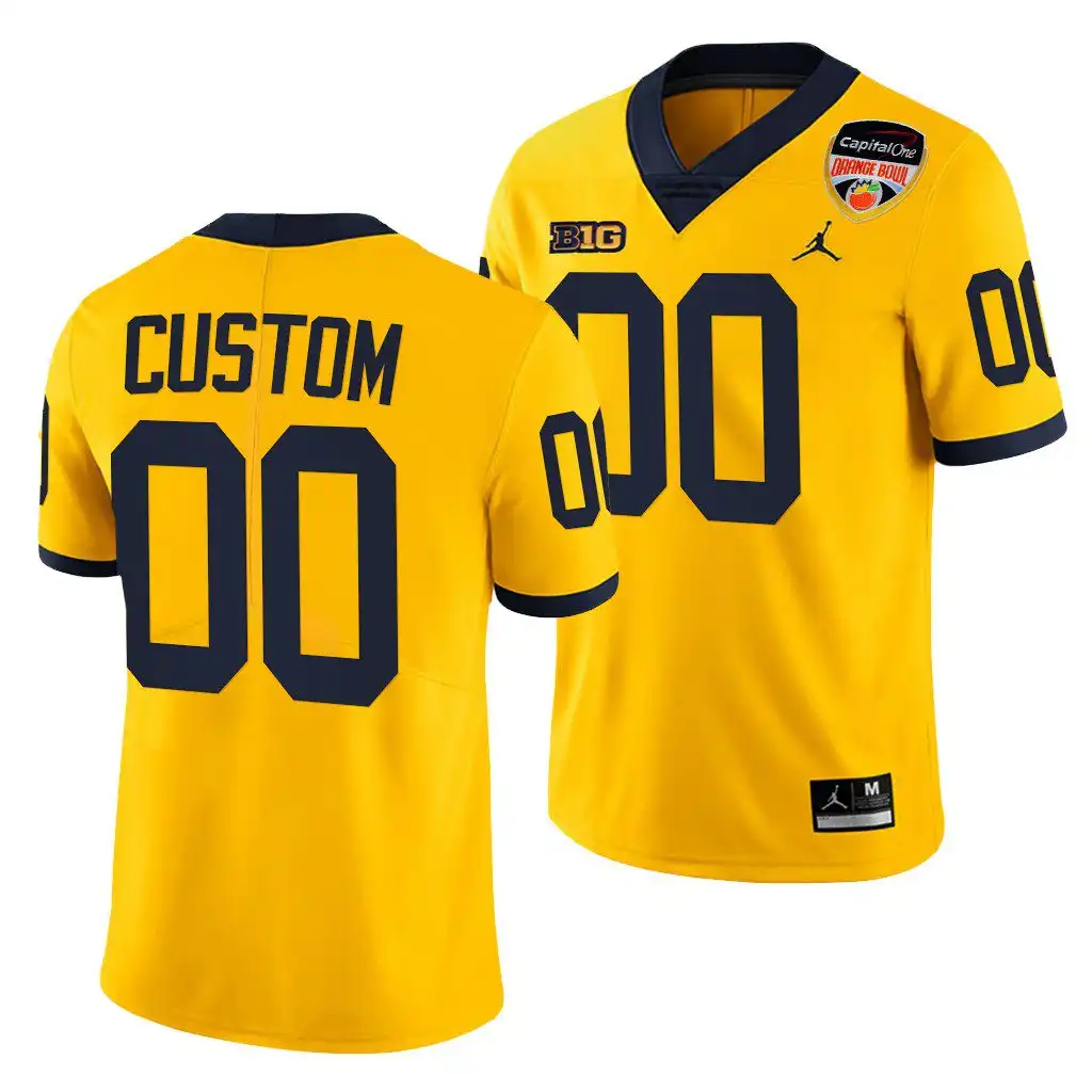 Michigan Wolverines Men's Custom #00 Maize 2021 Orange Bowl Limited Playoffs College Football Jersey 2415LHDV4