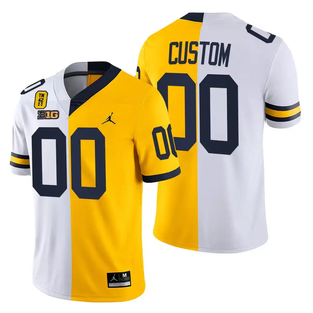 Michigan Wolverines Men's Custom #00 Maize White Limited Tm 42 Patch Split Edition College Football Jersey 2415OWCS1