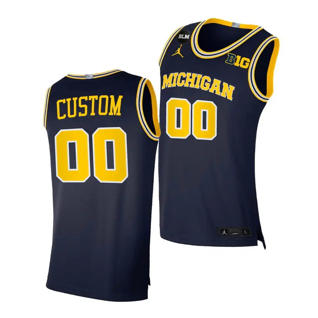 Michigan Wolverines Men's Custom #00 Navy 2021 Big Ten Regular Season Champions March Madness Blm College Football Jersey 2415RCPG3