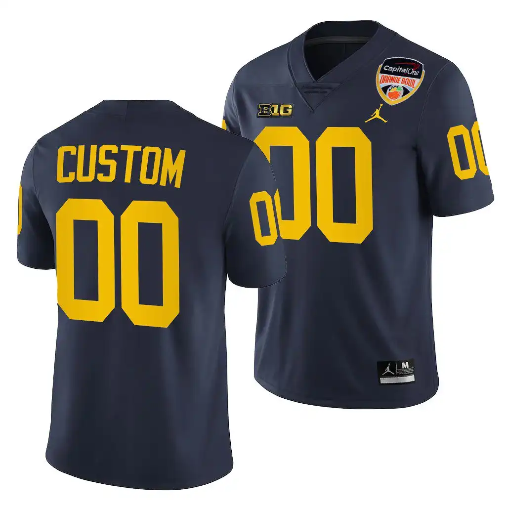 Michigan Wolverines Men's Custom #00 Navy 2021 Orange Bowl Playoff College Football Jersey 2415HZPD7