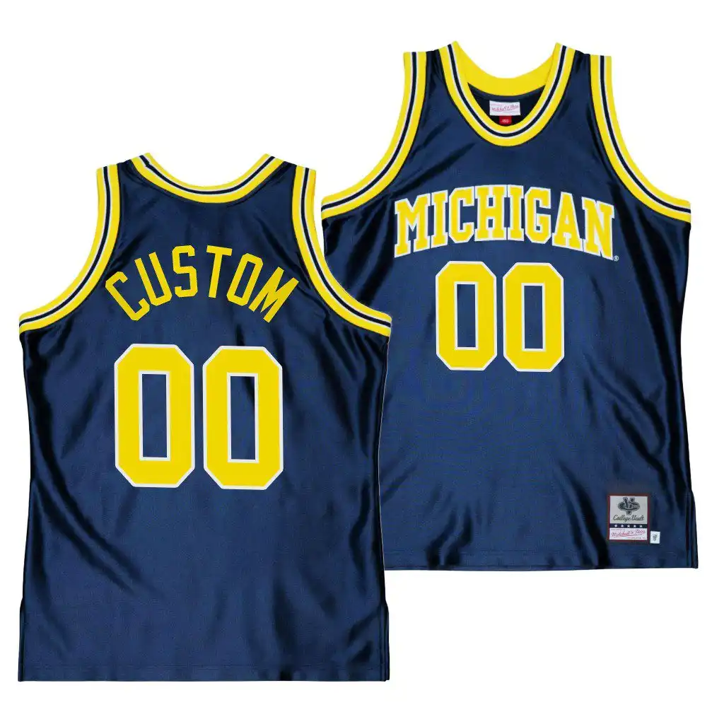 Michigan Wolverines Men's Custom #00 Navy Throwback College Basketball Jersey 2415PNIF0