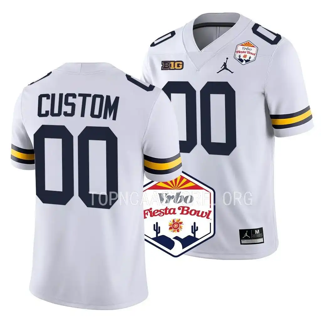 Michigan Wolverines Men's Custom #00 Playoff 2022 Fiesta Bowl White College Football Jersey 2415TCBT7