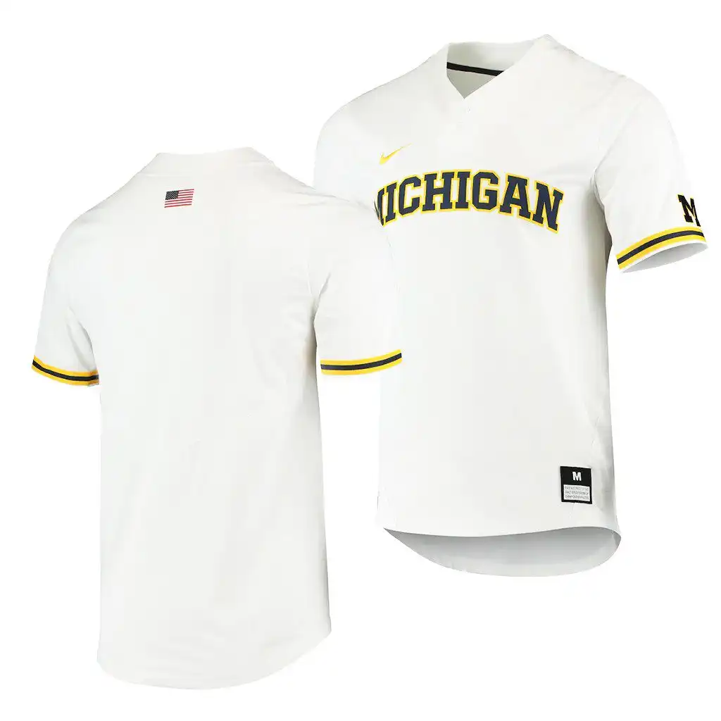 Michigan Wolverines Men's Custom #00 Replica White College Baseball Jersey 2415XGLH6