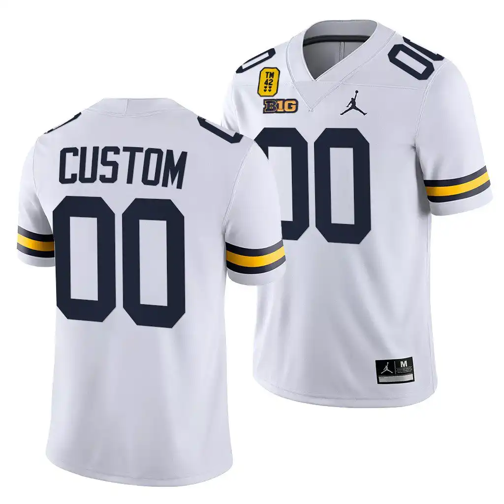 Michigan Wolverines Men's Custom #00 Tm 42 Patch Honor Tate Myre White College Football Jersey 2415HPVO2