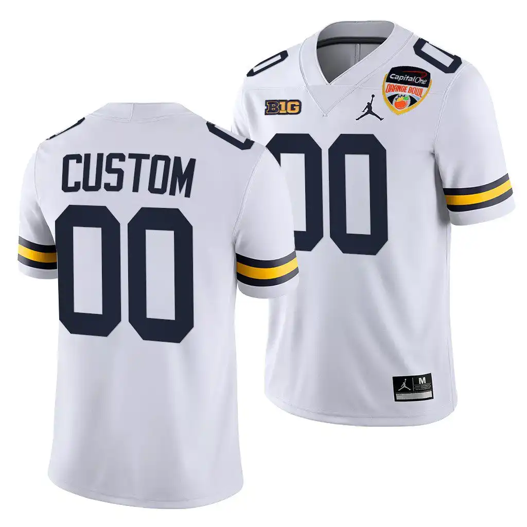 Michigan Wolverines Men's Custom #00 White 2021 Orange Bowl Playoff College Football Jersey 2415NIQQ5