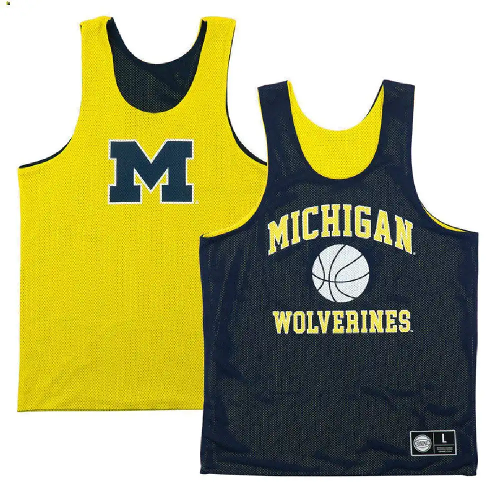 Michigan Wolverines Men's Custom #00 Yellow Retro Reversible Mesh Practice Navy College Football Jersey 2415HJYP4