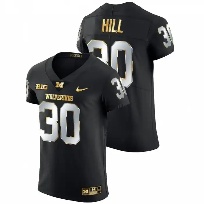 Michigan Wolverines Men's Daxton Hill #30 Black Golden Edition Elite 2021-22 College Football Jersey 2415XAHB4