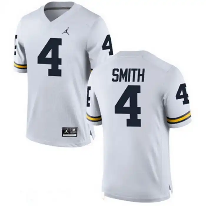 Michigan Wolverines Men's De'Veon Smith #4 Alumni White Game College Football Jersey 2415VYZP2