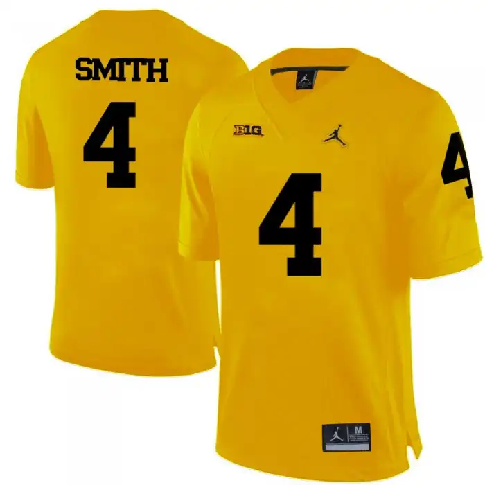 Michigan Wolverines Men's De'Veon Smith #4 Yellow College Football Jersey 2415DGBQ8