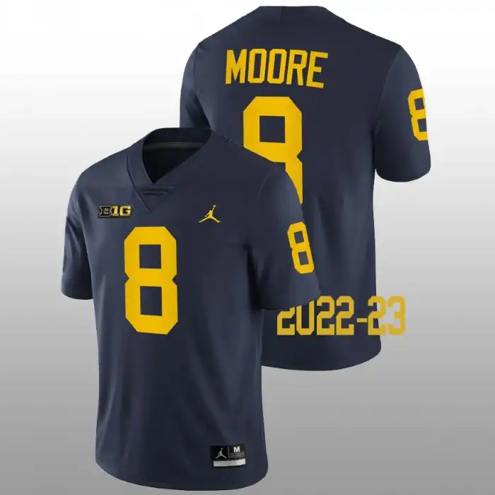 Michigan Wolverines Men's Derrick Moore #8 Navy 2022-23 Game College Football Jersey 2415CAOZ0