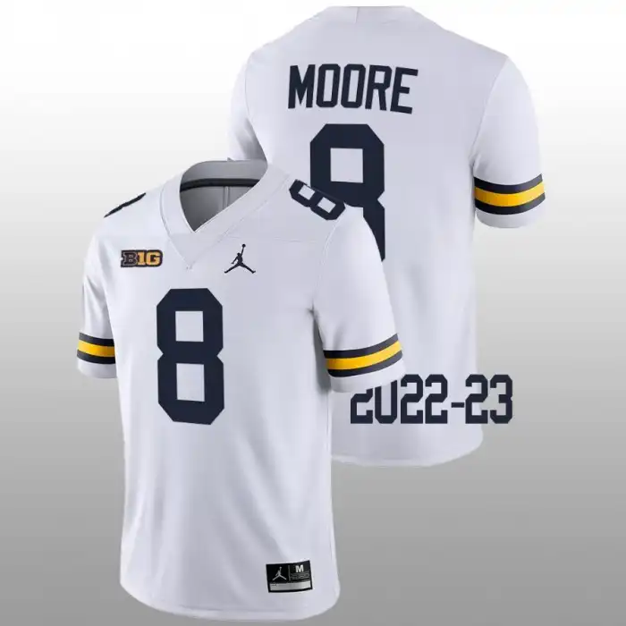 Michigan Wolverines Men's Derrick Moore #8 White 2022-23 Game College Football Jersey 2415OZBB5