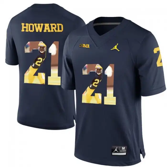 Michigan Wolverines Men's Desmond Howard #21 Blue Navy Premier Printing Player Portrait College Football Jersey 2415FQKX3