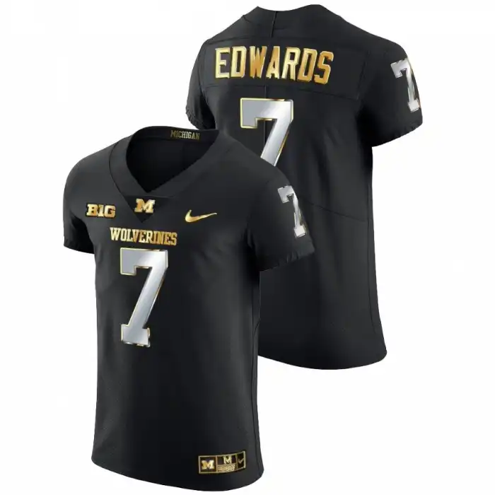 Michigan Wolverines Men's Donovan Edwards #7 Black Golden Edition Elite 2021-22 College Football Jersey 2415TKVG1