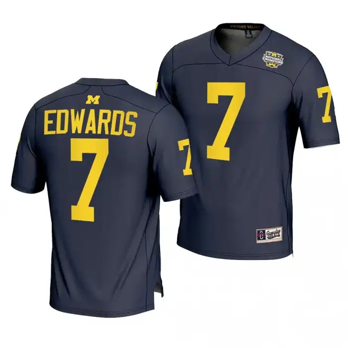 Michigan Wolverines Men's Donovan Edwards #7 Navy CFBPlayoff 2023 National Champions Lightweight Fashion College Football Jersey 2415TJUK8