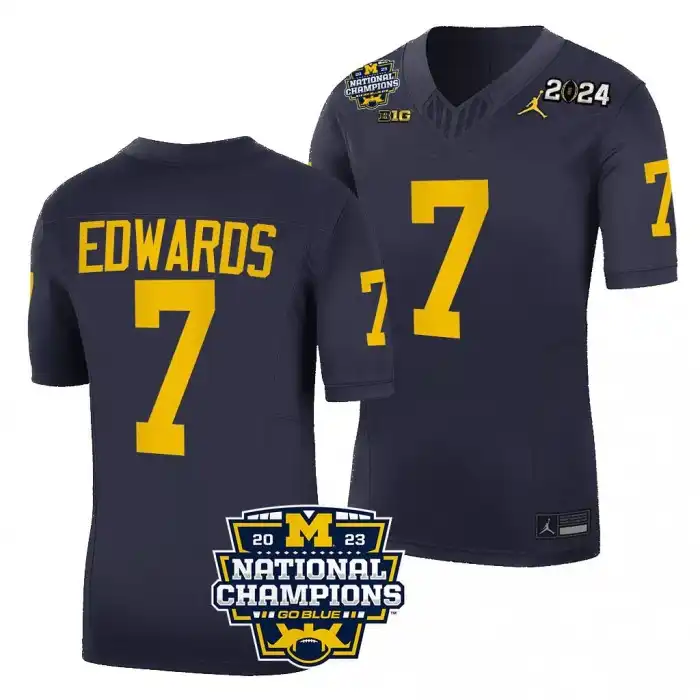 Michigan Wolverines Men's Donovan Edwards #7 Navy CFBPlayoff 2023 National Champions Limited FUSE College Football Jersey 2415EOET4