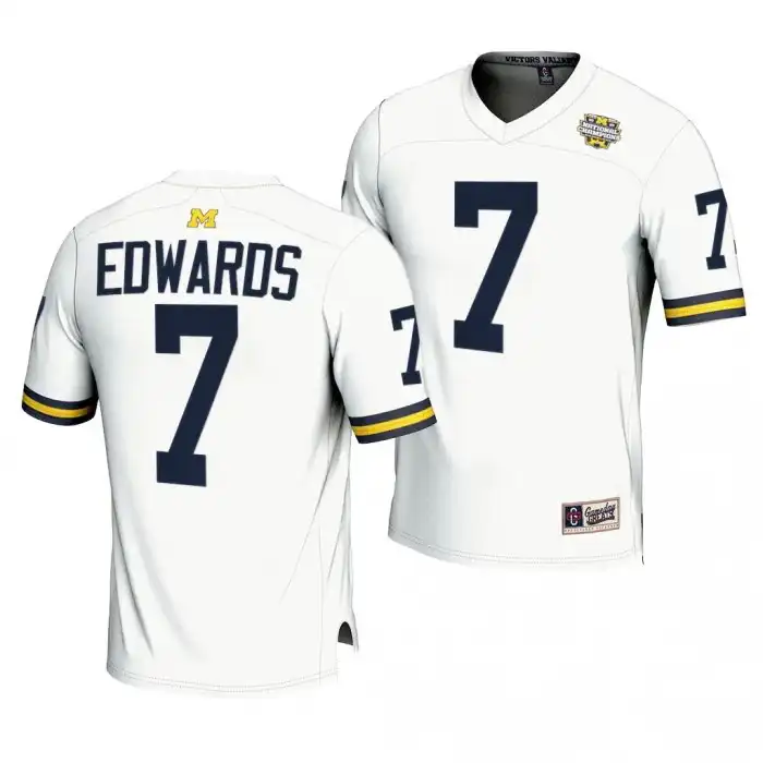 Michigan Wolverines Men's Donovan Edwards #7 White CFBPlayoff 2023 National Champions Lightweight Fashion College Football Jersey 2415WVMA4