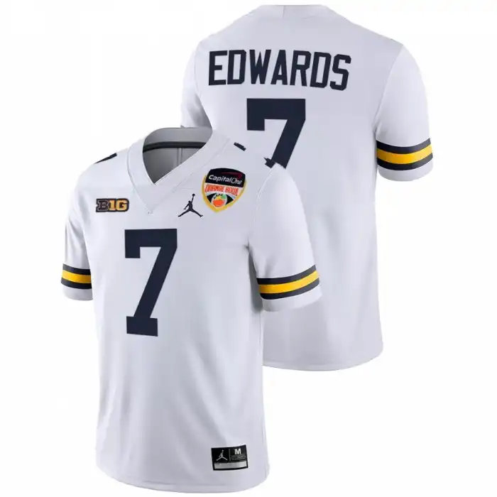 Michigan Wolverines Men's Donovan Edwards #7 White Playoff 2021 Orange Bowl College Football Jersey 2415HMSX5