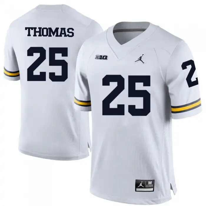 Michigan Wolverines Men's Dymonte Thomas #25 White College Football Jersey 2415TOBK1