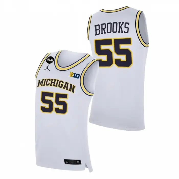 Michigan Wolverines Men's Eli Brooks #55 BLM White College Basketball Jersey 2415KJBI5