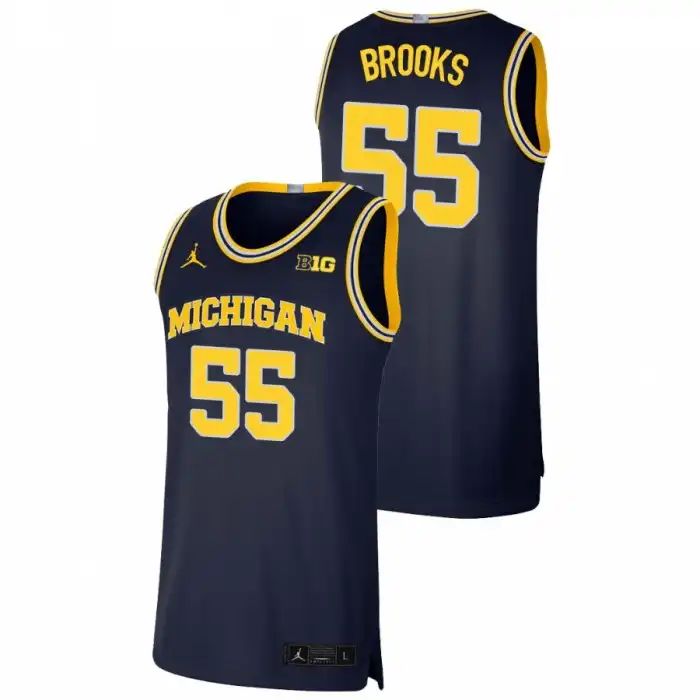 Michigan Wolverines Men's Eli Brooks #55 Limited Navy College Basketball Jersey 2415SEMK8