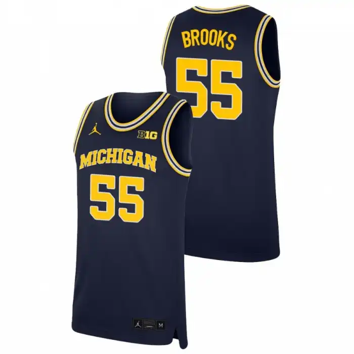 Michigan Wolverines Men's Eli Brooks #55 Replica Navy College Basketball Jersey 2415VUZY2