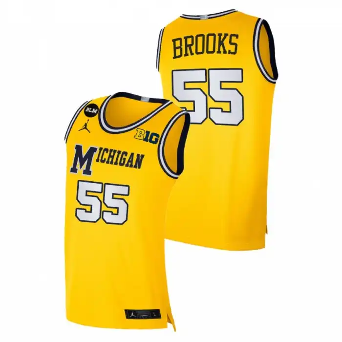 Michigan Wolverines Men's Eli Brooks #55 Yellow 2021 BLM Limited Social Justice College Football Jersey 2415KZOX1