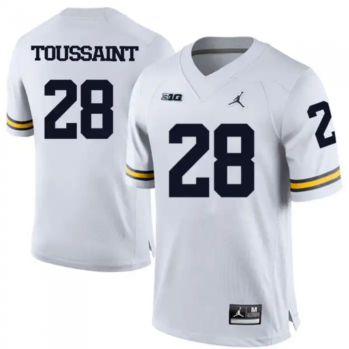 Michigan Wolverines Men's Fitzgerald Toussaint #28 White College Football Jersey 2415HALZ0