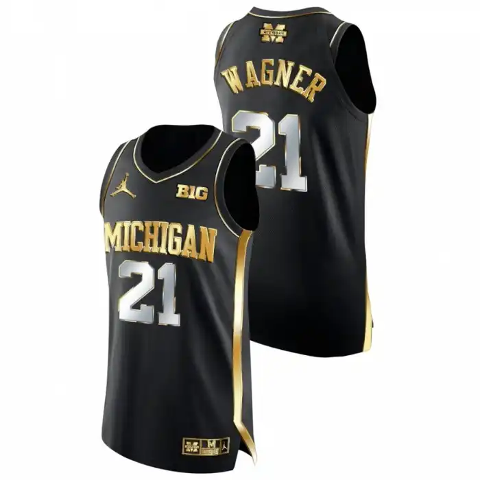 Michigan Wolverines Men's Franz Wagner #21 Black Golden Edition College Basketball Jersey 2415UBUW4