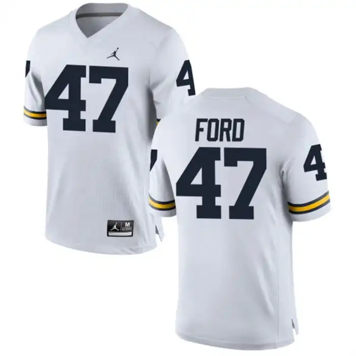 Michigan Wolverines Men's Gerald Ford #47 Alumni White Game College Football Jersey 2415XGQN0