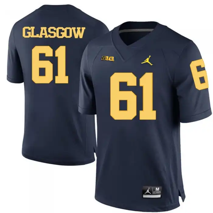 Michigan Wolverines Men's Graham Glasgow #61 Blue Navy College Football Jersey 2415KDSG3