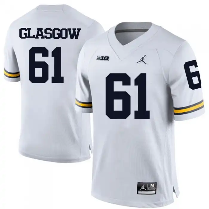 Michigan Wolverines Men's Graham Glasgow #61 White College Football Jersey 2415BBFR8