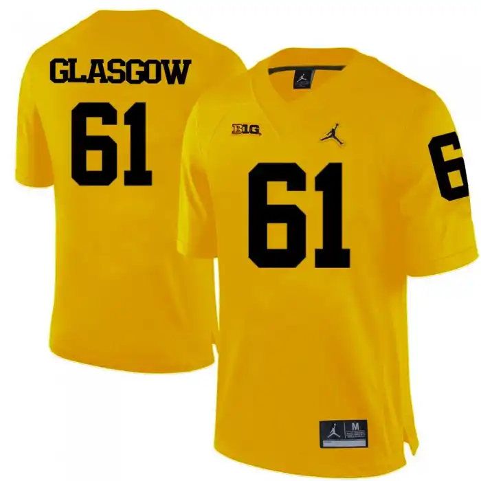 Michigan Wolverines Men's Graham Glasgow #61 Yellow College Football Jersey 2415UVKK4