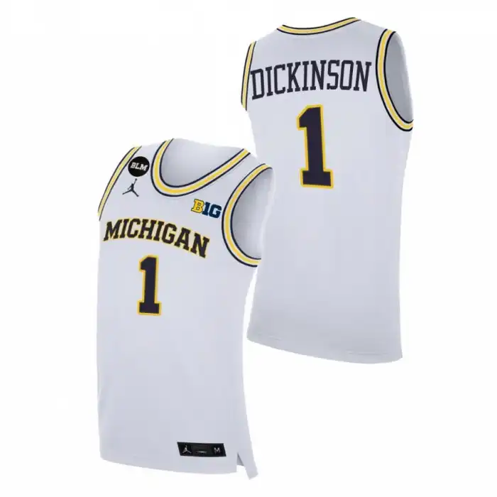 Michigan Wolverines Men's Hunter Dickinson #1 2022-23 White College Basketball Jersey 2415IOAV8