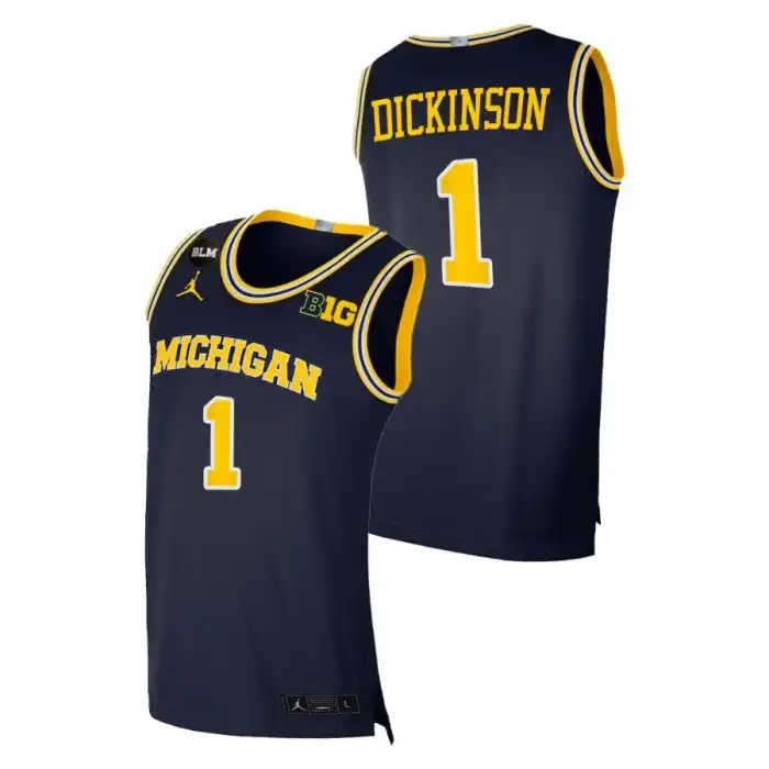 Michigan Wolverines Men's Hunter Dickinson #1 BLM Navy College Basketball Jersey 2415GCQM3