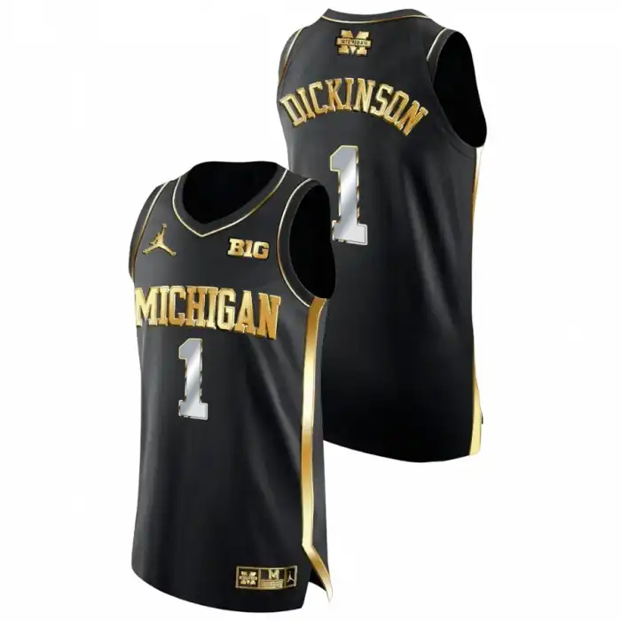 Michigan Wolverines Men's Hunter Dickinson #1 Black Golden Edition College Basketball Jersey 2415XTAE3