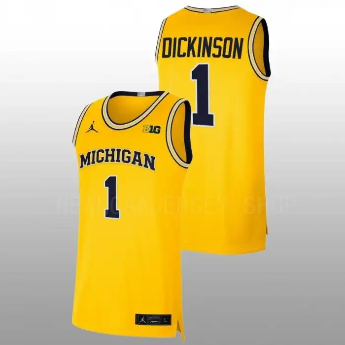 Michigan Wolverines Men's Hunter Dickinson #1 Maize 2022-23 Limited College Basketball Jersey 2415RDBG2