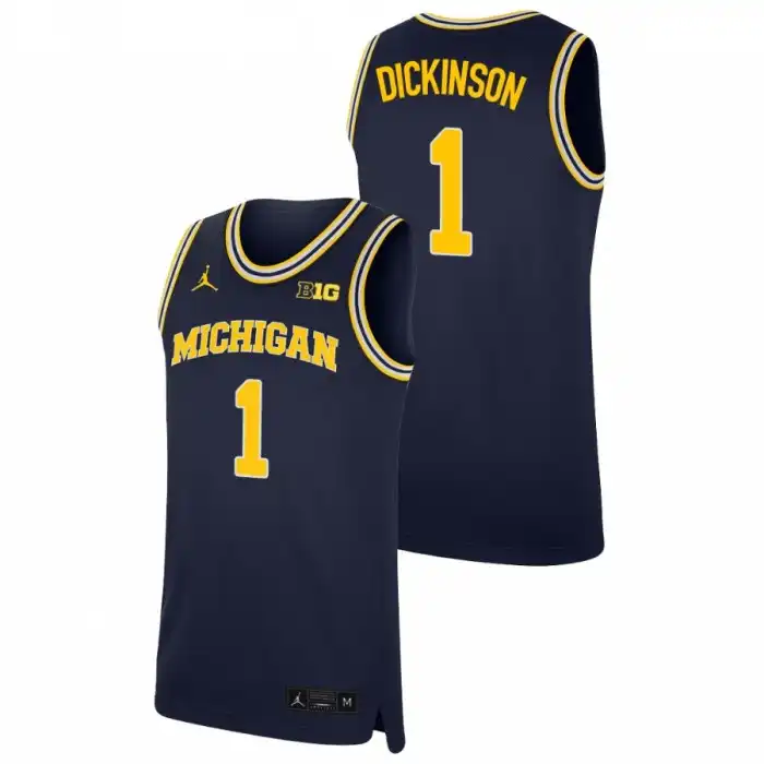 Michigan Wolverines Men's Hunter Dickinson #1 Replica Navy College Basketball Jersey 2415RYRL4