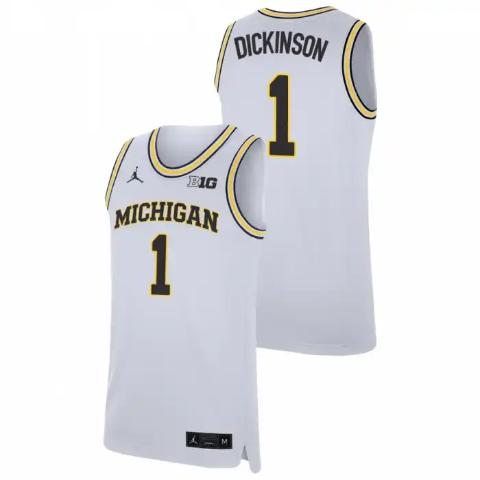 Michigan Wolverines Men's Hunter Dickinson #1 Replica White College Basketball Jersey 2415ONNO3