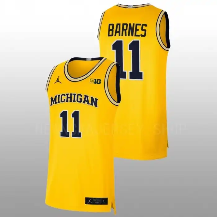 Michigan Wolverines Men's Isaiah Barnes #11 Maize 2022-23 Limited College Basketball Jersey 2415AISU7