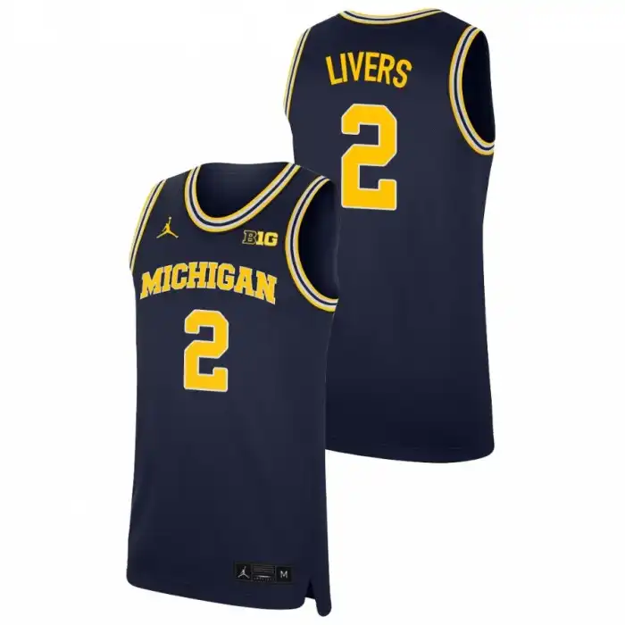 Michigan Wolverines Men's Isaiah Livers #2 Replica Navy College Basketball Jersey 2415KCPT8