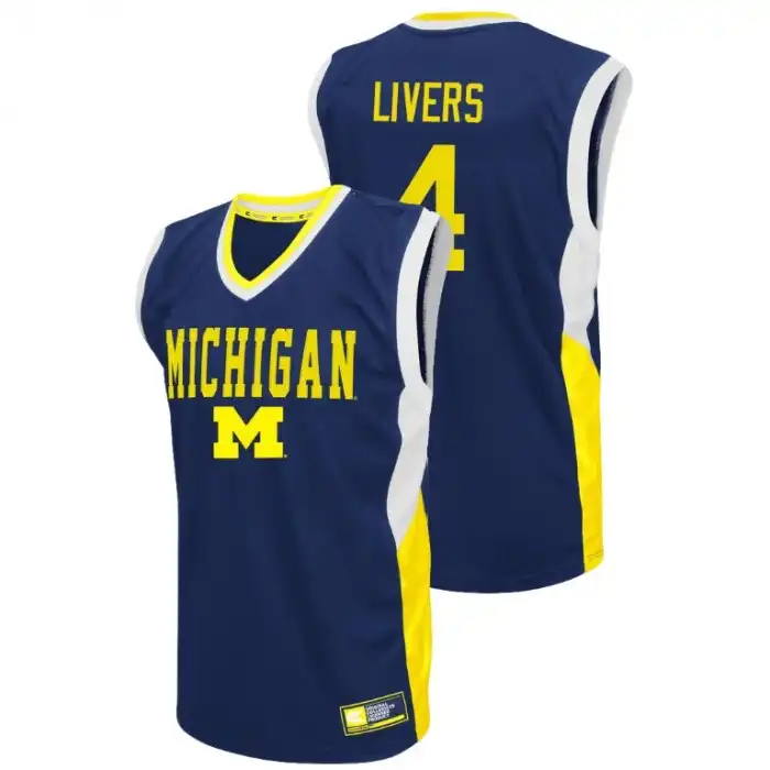 Michigan Wolverines Men's Isaiah Livers #4 Fadeaway Blue College Basketball Jersey 2415PJOI1