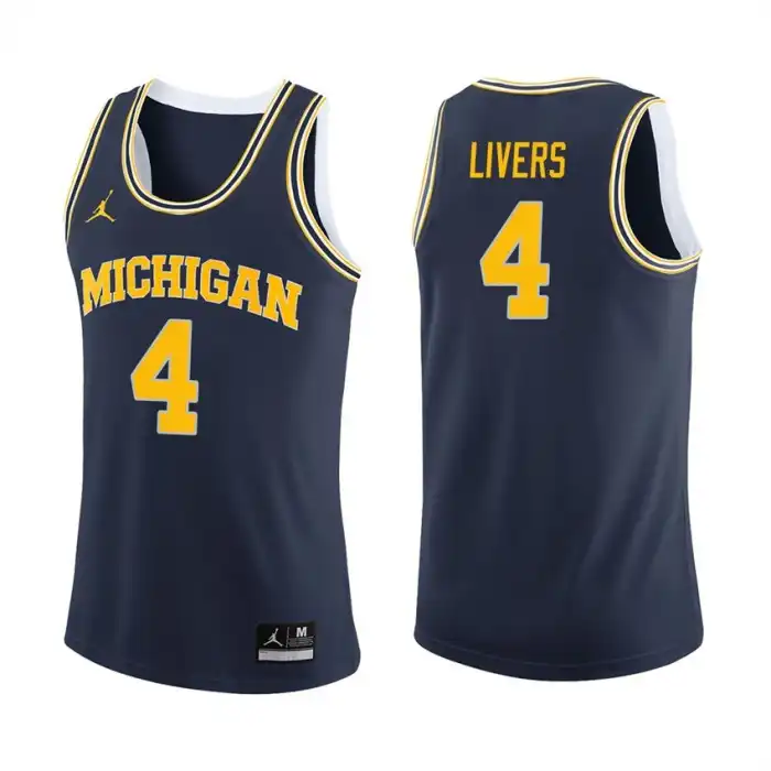 Michigan Wolverines Men's Isaiah Livers #4 Navy College Basketball Jersey 2415SEAM0