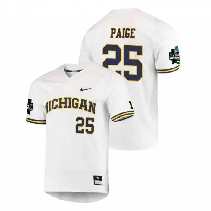 Michigan Wolverines Men's Isaiah Paige #25 World Series 2019 White College Baseball Jersey 2415EYPJ3