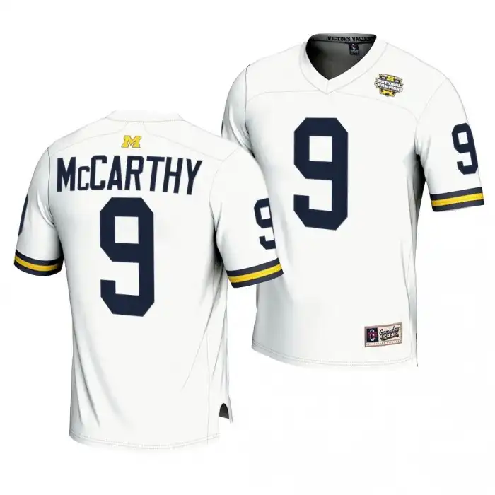 Michigan Wolverines Men's J.J. McCarthy #9 White CFBPlayoff 2023 National Champions Lightweight Fashion College Football Jersey 2415IWLA2