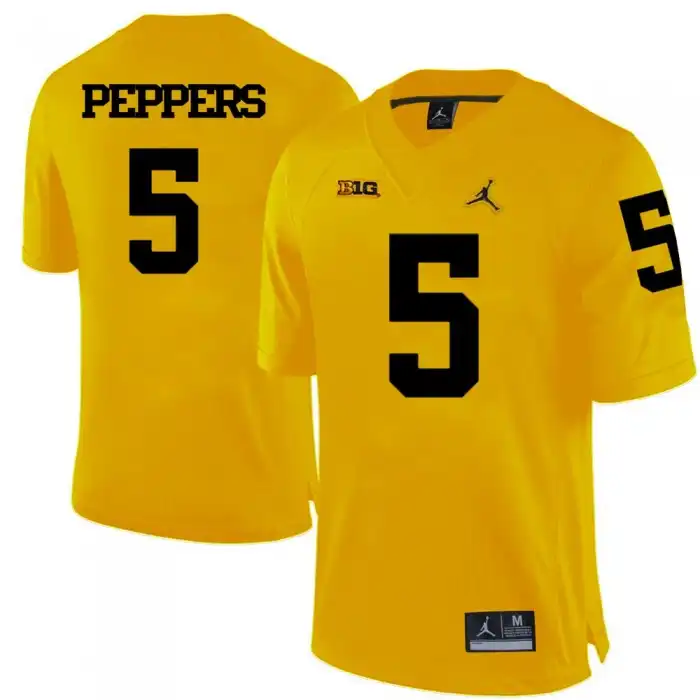 Michigan Wolverines Men's Jabrill Peppers #5 Yellow College Football Jersey 2415QVAH7