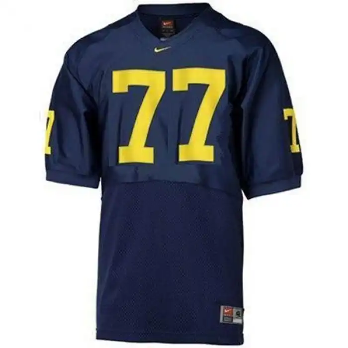 Michigan Wolverines Men's Jake Long #77 Blue College Football Jersey 2415IZNB3