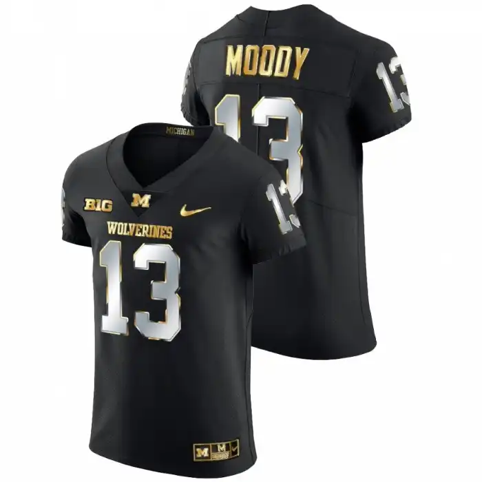 Michigan Wolverines Men's Jake Moody #13 Black Golden Edition Elite 2021-22 College Football Jersey 2415JHLF0