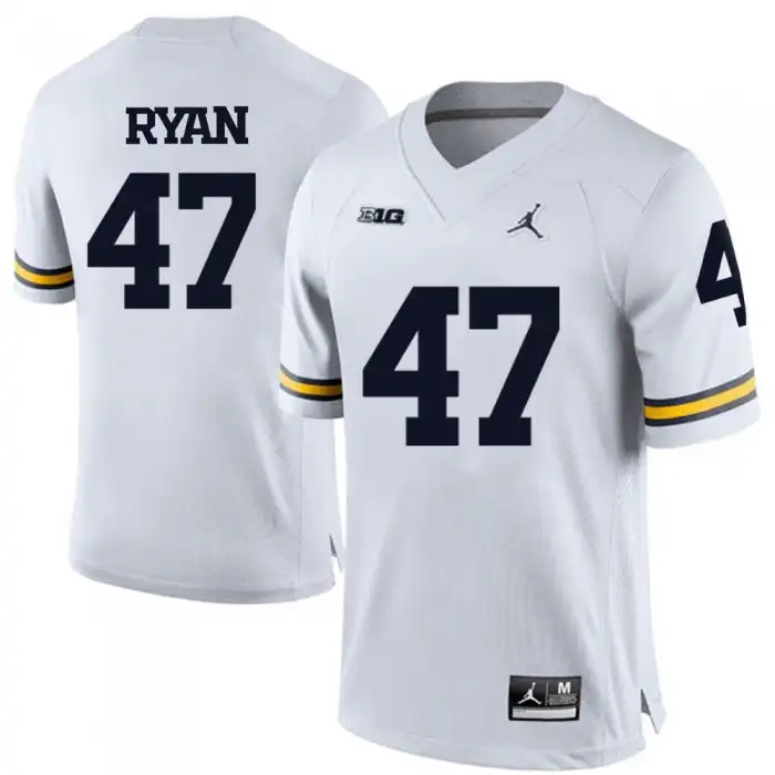 Michigan Wolverines Men's Jake Ryan #47 White College Football Jersey 2415HVTQ1