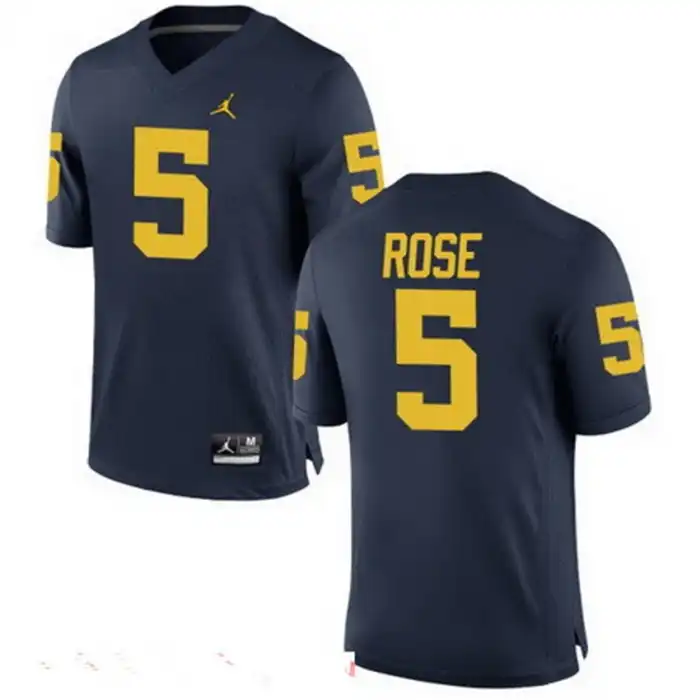 Michigan Wolverines Men's Jalen Rose #5 Alumni Navy Game College Football Jersey 2415UZKA4