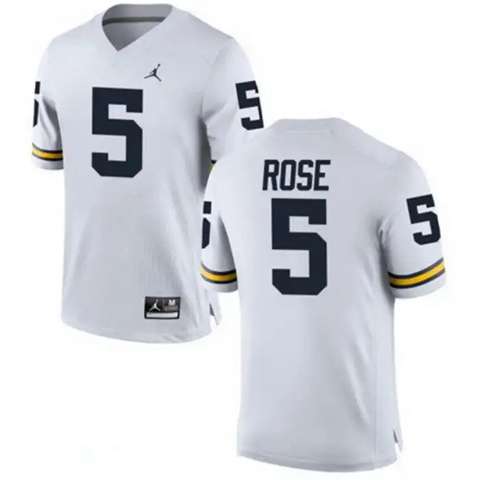 Michigan Wolverines Men's Jalen Rose #5 Alumni White Game College Football Jersey 2415TDMR8